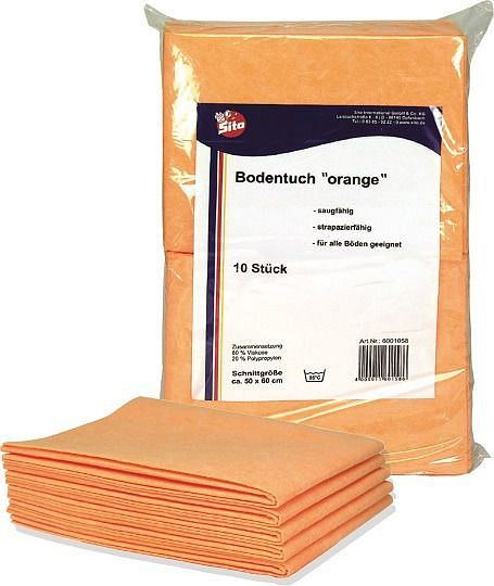 SITO Reinigungstuch Boden - 50 x 60 cm, 10 Stück, orange, 3496875002