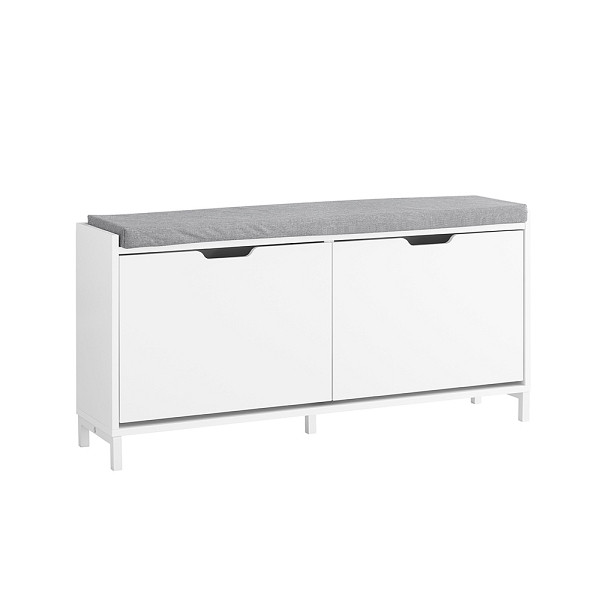 SoBuy Schuhbank mit 2 Türen Weiß 105x24x52 cm, Funktional, FSR151-L-W