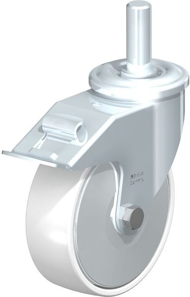 Blickle LEZ-PO 150G-22-FI-FA Stahlblech-Lenkrolle mit Zapfen & Feststeller, Polyamid, Weiß, 749835