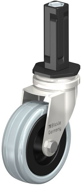 Blickle LRXA-VPA 75G-EXV02 Edelstahl-Apparate-Lenkrolle mit Expander, Vollgummi, Grau, 856439
