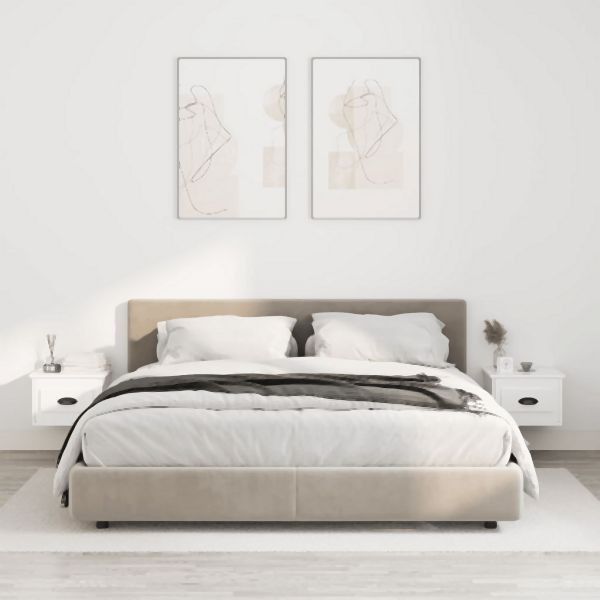 vidaXL Wand-Nachttische 2 Stück Hochglanz-Weiß 41,5x36x28 cm, 816381