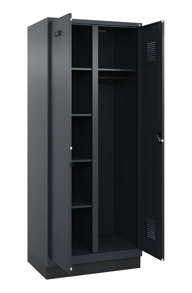 C+P Wäsche-/Garderobenspind Evolo PLUS, mit Sockel, 2 Abteile, 1950x800x500mm, 7016, Frontfarbe RAL 7016 Anthrazitgrau, Zylinderschloss, 049620-22 S10043