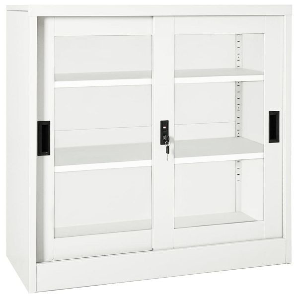 vidaXL Schrank mit Schiebetür Weiß 90x40x90 cm Stahl, 335954