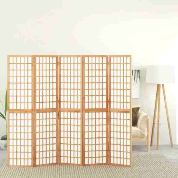 vidaXL 5-tlg. Paravent Japanischer Stil Faltbar 200x170 cm, 352085