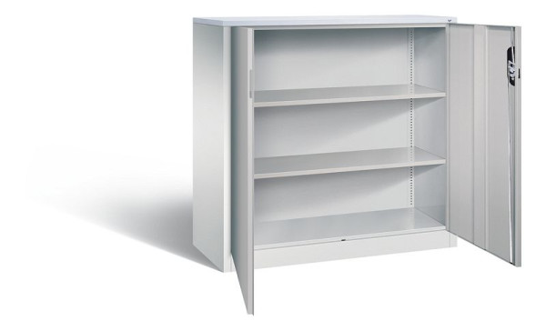 C+P Büroschrank Acurado, H1200xB1200xT500mm, Farbe: Lichtgrau / Weißaluminium, Muldengriff, 3 OH, 9487-1200 S10196