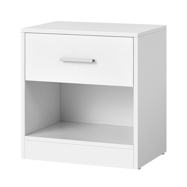 VASAGLE Nachttisch, Beistelltisch mit Schublade, Griff, offenes Fach, Beistelltisch, für Schlafzimmer, Wohnzimmer, klassischer weißer, LET619T14