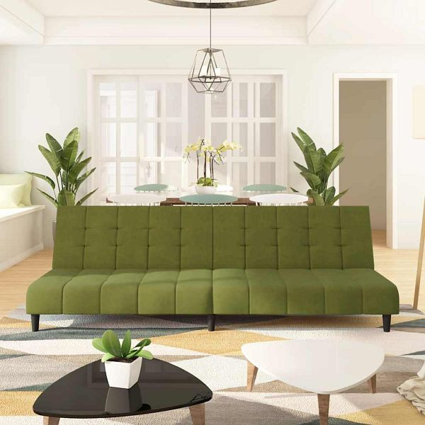 vidaXL Schlafsofa 2-Sitzer Hellgrün Samt, 375766, 8721012379190