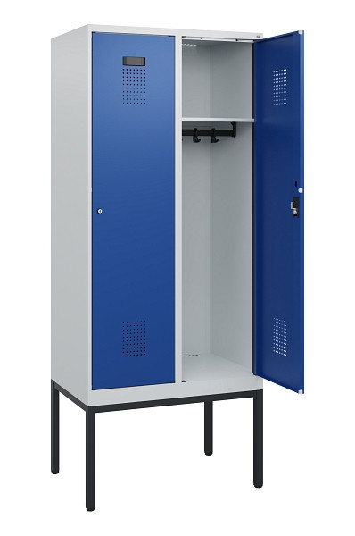 C+P Spind Evolo PLUS, Gestell, 2 Abteile, 1950x800x500mm, 7035/5010, Zylinderschloss, 0490305-22 S10029