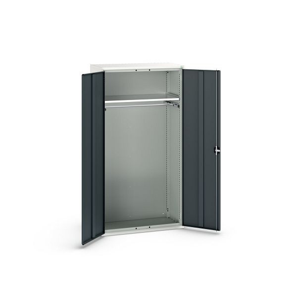 bott verso Flügeltürschrank, mit 1 Fachboden und 1 Kleiderstange, BxTxH: 1050 x550 x 2000 mm, Lichtgrau / Anthrazitgrau, 16926584.19