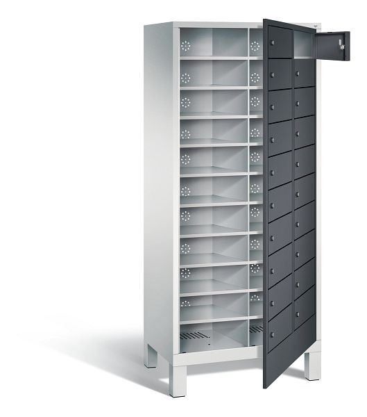 C+P Wäsche-Sammelschrank Evolo, H1850xB810xT500mm, Farbe: Lichtgrau / Schwarzgrau, 48060-210 S10067