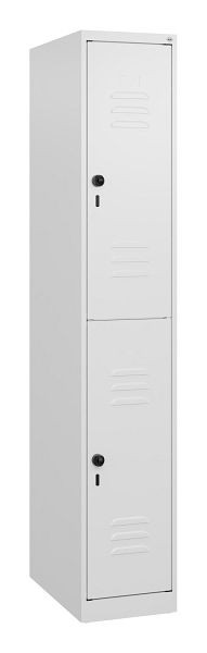 C+P Doppelstöckiger Spind Classic PLUS, 1700x300x500mm, 9016/9016, Drehriegel, 0803007-10 S10012