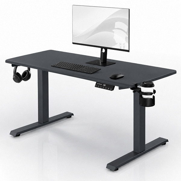 Jan Nowak Elektrischer Schreibtisch mit Höhenverstellung ergonomisch anthrazit, 1400x700 mm, ARIA 1400, 2744