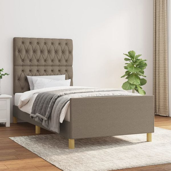 vidaXL Bettgestell mit Kopfteil Taupe 90x200 cm Stoff, 3125272