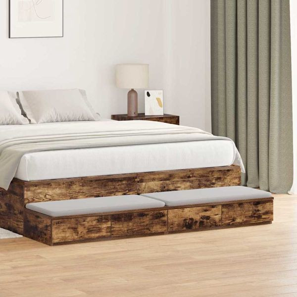 vidaXL Bettschubladen Räuchereiche 160 x 36.5 x 16.5 cm Holzwerkstoff, 866975