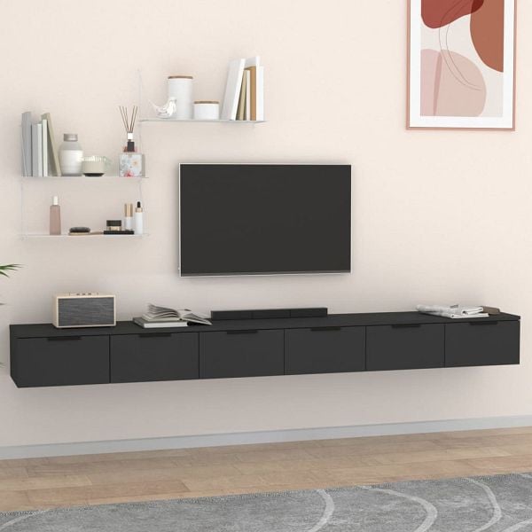vidaXL Wandschränke 2 Stück Schwarz 102x30x20 cm Holzwerkstoff, 3115901