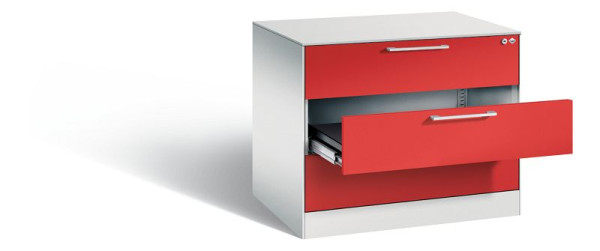 C+P Schubladenschrank Asisto, H710xB800xT600mm, Farbe: Lichtgrau / feuerrot, Bügelgriff, 146273-324 S10030
