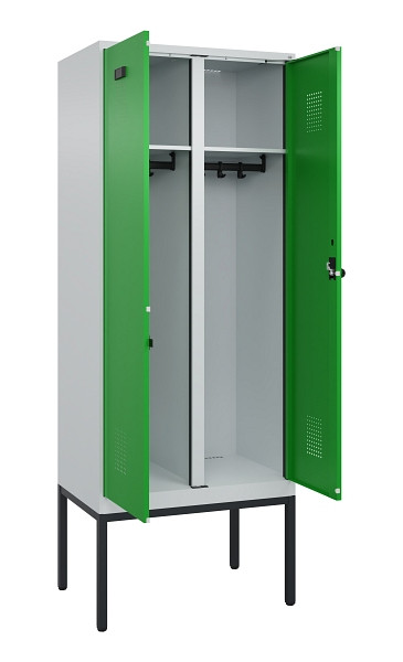 C+P Schwarz-Weiß-Spind Evolo PLUS, Gestell, 2 Abteile, 2120x800x500mm, 7035/6037, Drehriegel, 0490327-22 S10011