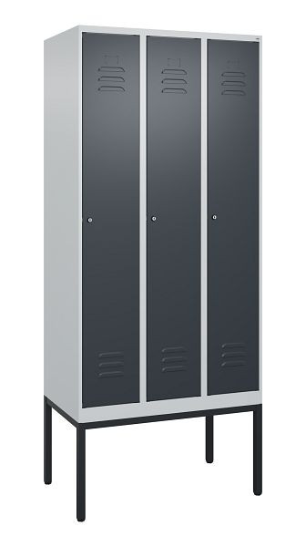 C+P Umkleidespind Classic PLUS, Gestell, 3 Abteile, 2120x900x500mm, 7035/7016, Zylinderschlösser, 0800307-30 S10023