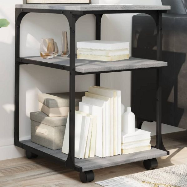 vidaXL Druckerständer 3 Ablagen Grau Sonoma 43x48x64 cm Holzwerkstoff, 842279