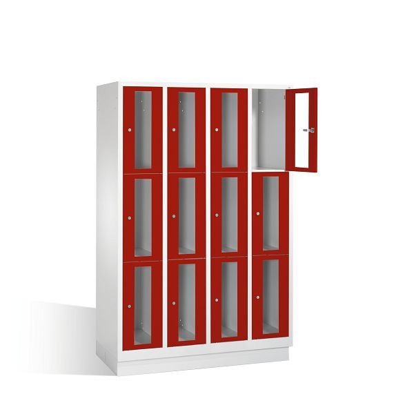 C+P Schließfachschrank Classic, H1800xB1190xT500mm, Farbe: Lichtgrau / Rubinrot, 8020A403 S10001