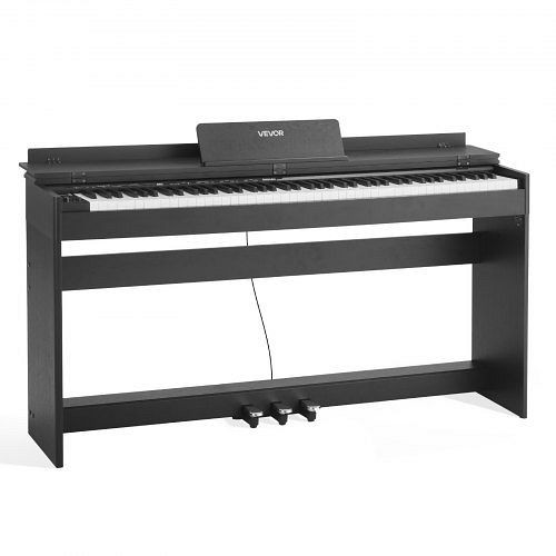 VEVOR Digitalpiano, 88 Tasten vollgewichtet, E-Piano mit Möbelständer, Dreifachpedal, 680 Töne, kabellos, inkl. Kopfhörer, QPZFGSZCGQ88112ZM001V2