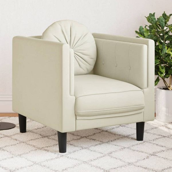 vidaXL Sessel mit Kissen Creme Samt, Füllung: Füllung: PP-Baumwolle, 372629