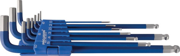 Projahn Winkelstiftschlüssel Satz Innen-6Kant lange Ausführung, blau 1,5 - 10 mm 9- teilig, 3613