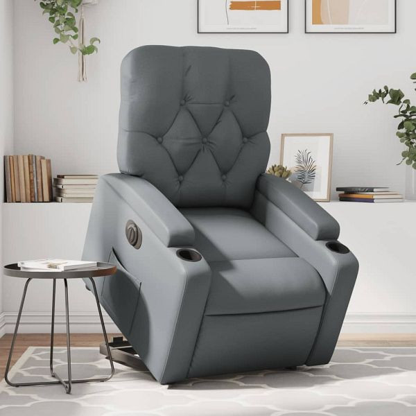 vidaXL Relaxsessel mit Aufstehhilfe Elektrisch Grau Kunstleder, 3204789