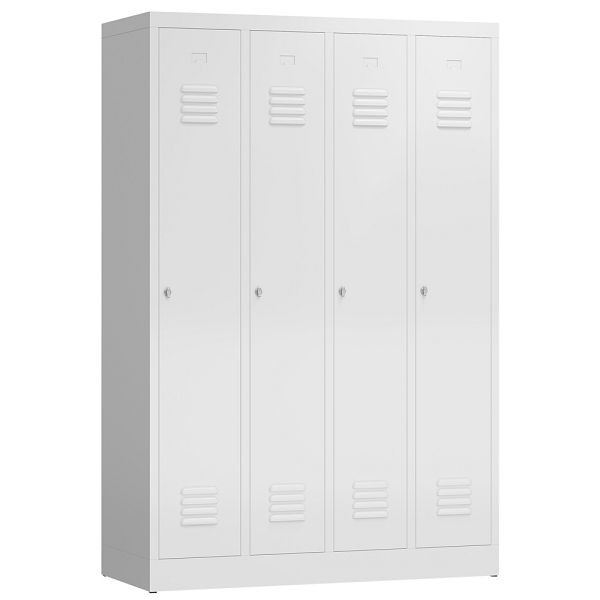 Lüllmann ClassiX Garderobenschrank, 4 Abteile, 1800 x 1185 x 500 mm, signalweiß, X-510147