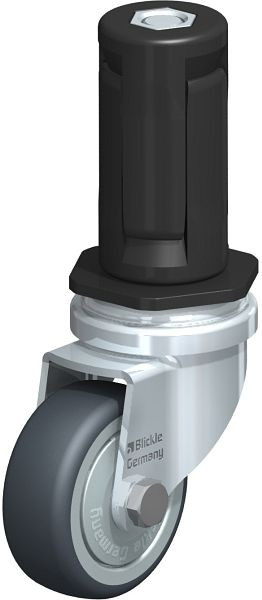 Blickle LRA-TPA 50K-FK-ER04 Apparate-Lenkrolle mit Expander, Thermoplastisches Gummi-Elastomer, Grau, 847790