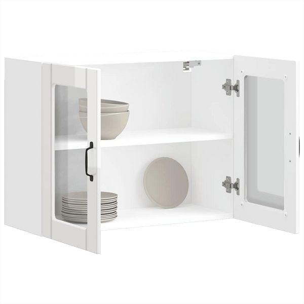 vidaXL Küchen-Hängeschrank mit Glastür Hochglanz-Weiß Holzwerkstoff, 853849