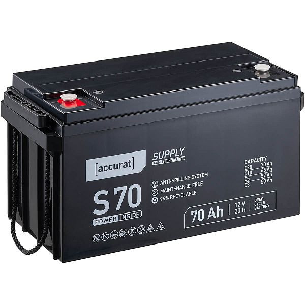 Accurat Supply S70 AGM Versorgungsbatterie 12V 70Ah, VBB-AGM-S70