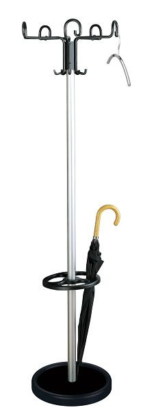 Kerkmann Garderobenständer Prima, Ø 500, H 1760 mm, schwarz/alu-matt, 30671015