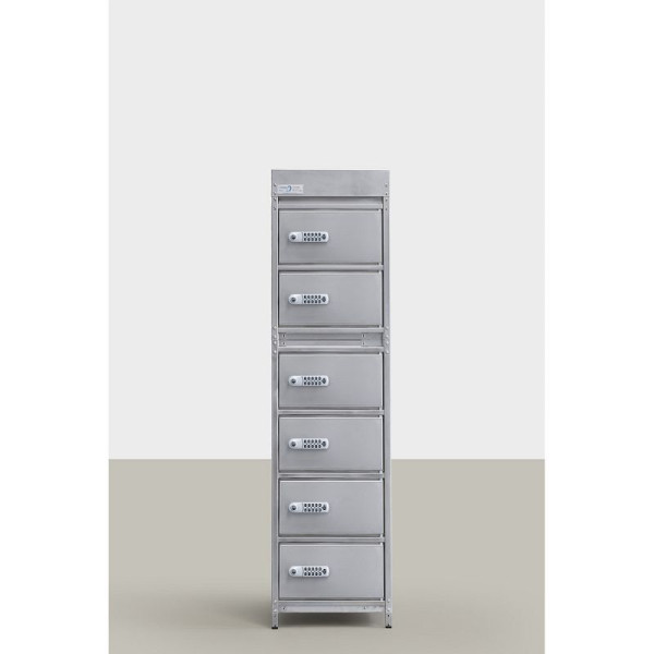 STEIN HGS Edelstahlschrank, 1 bis 8 Fächer, Außenbereich, 6 Stück, Wandmontage, 84510.0018