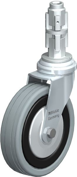 Blickle LRA-VPA 100K-FA-E03 Apparate-Lenkrolle mit Expander, Vollgummi, Grau, 298778