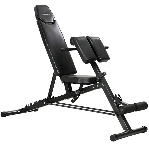 SPORTNOW Multifunktionale Hantelbank, Verstellbare Schräg- und Flachbank mit 6-stufiger Rückenlehne, 3-stufigem Sitz, Schwarz, A91-429V00BK