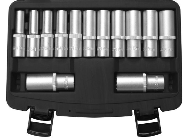 SW-Stahl Steckschlüsseleinsätze, 1/2", Zwölfkant, 10-24 mm, tief, 13-teilig, 05632L