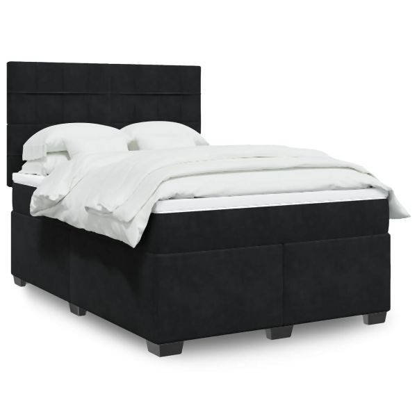 vidaXL Boxspringbett mit Matratze Schwarz 160x200 cm Samt, 3290956