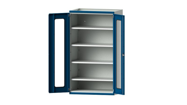 ANKE Werkbänke Schwerlastschrank, Modell 101, 1085 x 690 x 1950 mm, Sichtausschnitt aus Plexiglas, RAL 7035/5010, 621.031