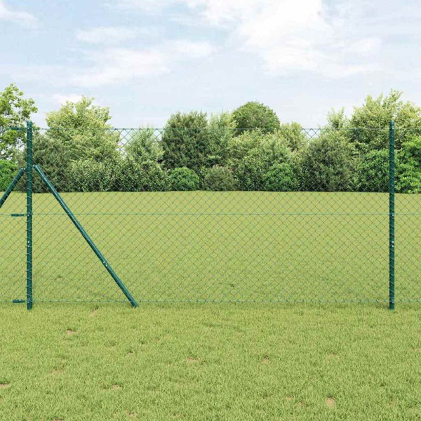 vidaXL Kettengliedzaun mit Pfosten Grün 1.5 x 10 m Stahl, 3351072