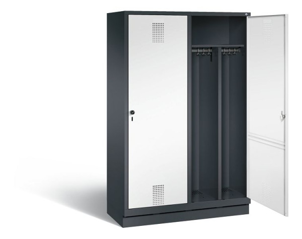 C+P Schwarz-Weiss-Spind Evolo, H1800xB1190xT500mm, Farbe: Schwarzgrau / Verkehrsweiß, 48220-40 S10062