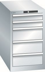 LISTA Schubladenschrank 18x36E (BxTxH) 411x725x700mm KEY Lock, Lichtgrau, 5 Schubladen, Fronthöhen: 75 - 150 mm, 78.449.020