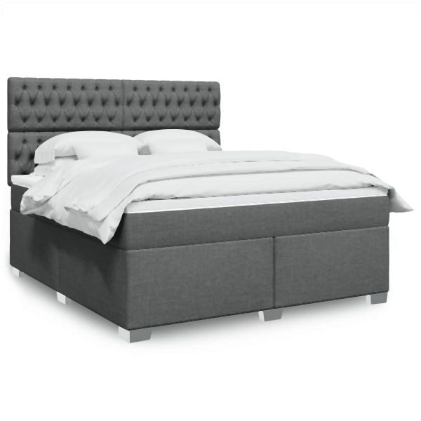 vidaXL Boxspringbett mit Matratze Dunkelgrau 180x200 cm Stoff, 3292875