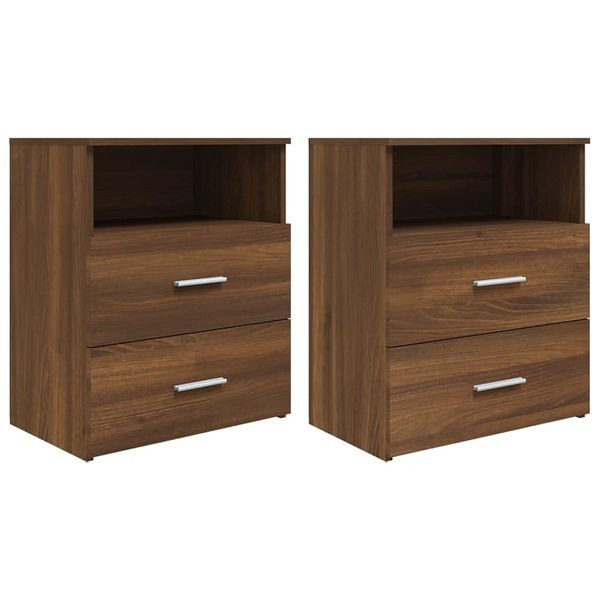 vidaXL Nachttische 2 Stück Braun Eichen-Optik 50x32x60 cm, 815863