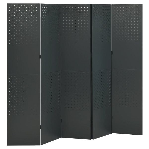 vidaXL 5-teilig Raumteiler Anthrazit 200x180 cm Stahl, 335903