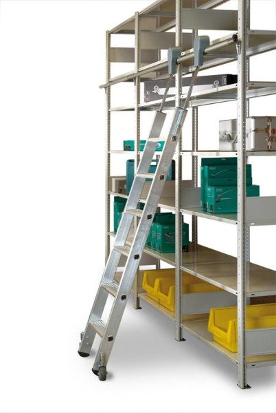 Schulte Aluminium-Regalleiter, fahrbar, Arbeitshöhe ca. 5,80 m, 34859