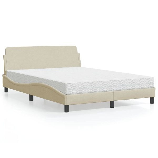vidaXL Bett mit Matratze Creme 120x200 cm Stoff, 3208369