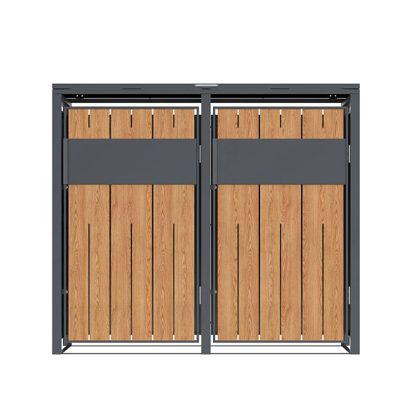 Westmann Mülltonnenbox Varius 2, 2 x 240L Anthrazit & Holzoptik, 80x132x116 cm, WMJGBC252-2