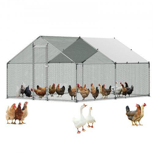 VEVOR Hühnerstall 3x4x2m, begehbarer Auslauf mit Turmdach & Sicherheitsschloss, für Enten & Kaninchen, Hinterhof, JSJS342MJDDMF1LS3001V0