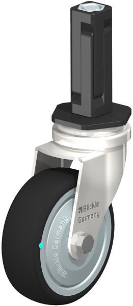 Blickle LRXA-PATH 75KD-FK-EXV02 Edelstahl-Apparate-Lenkrolle mit Expander, Thermoplastisches Polyurethan, Grau, 853381